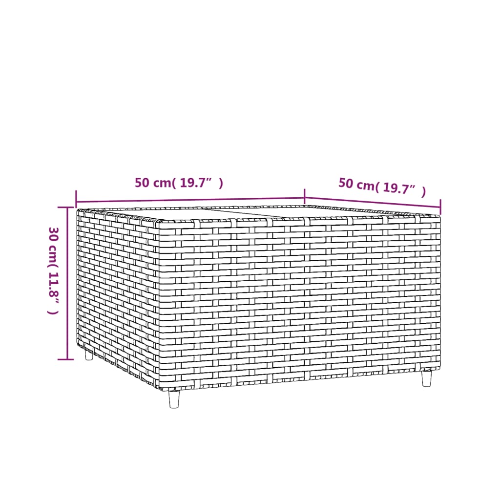 Četvrtasti vrtni stolić za kavu crni 50 x 50 x 30 cm poliratan