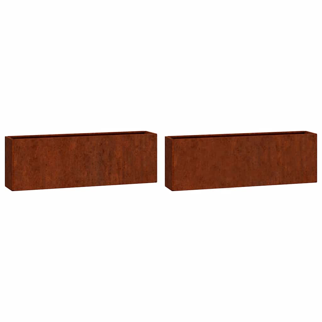 Zidne sadilice 2 kom boja hrđe od čelika COR-TEN 53x10x17 cm
