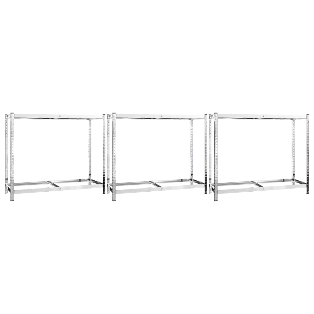 Stalci za gume s 2 razine 3 kom srebrni 110x40x110 cm čelični
