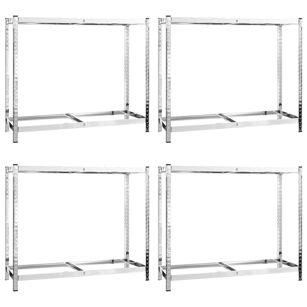 Stalci za gume s 2 razine 4 kom srebrni 110x40x110 cm čelični