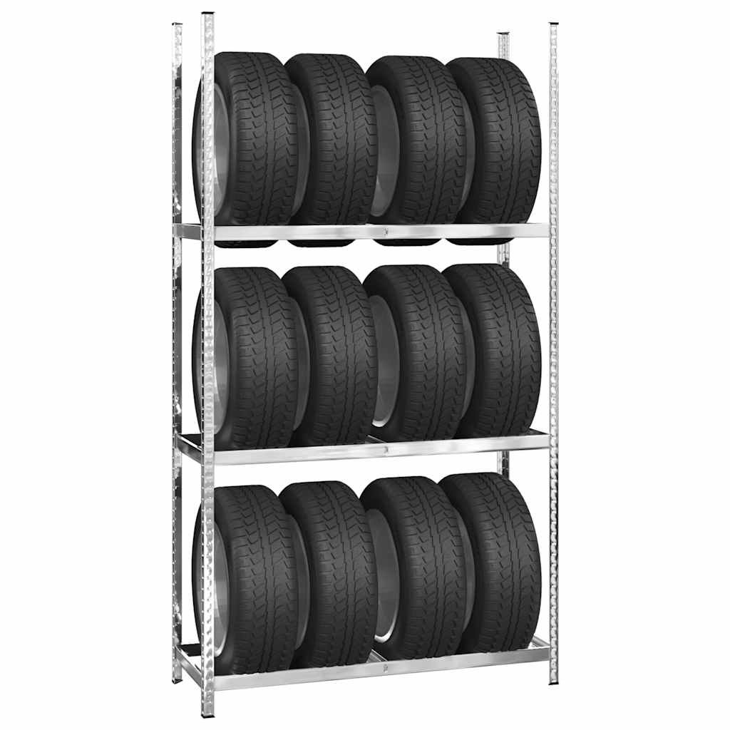 Stalci za gume s 3 razine 4 kom srebrni 110x40x200 cm čelični