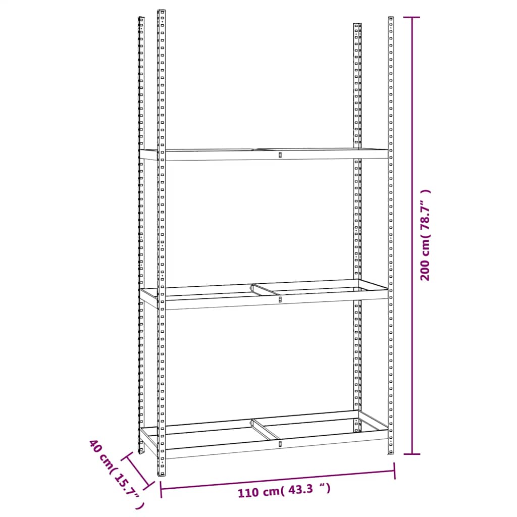 Stalci za gume s 3 razine 4 kom srebrni 110x40x200 cm čelični