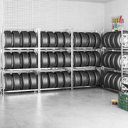 Stalci za gume s 3 razine 4 kom srebrni 110x40x200 cm čelični