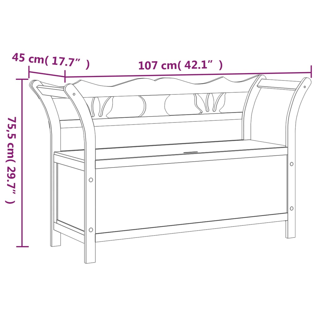 Klupa bijela 107 x 45 x 75,5 cm od masivne jelovine