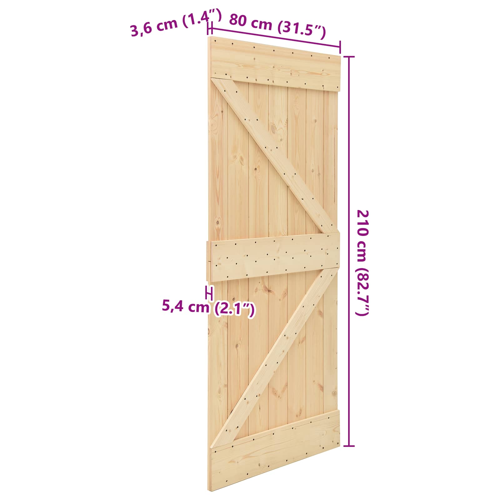 Vrata NARVIK Prirodna 80 x 210 cm Čvrsta borovina