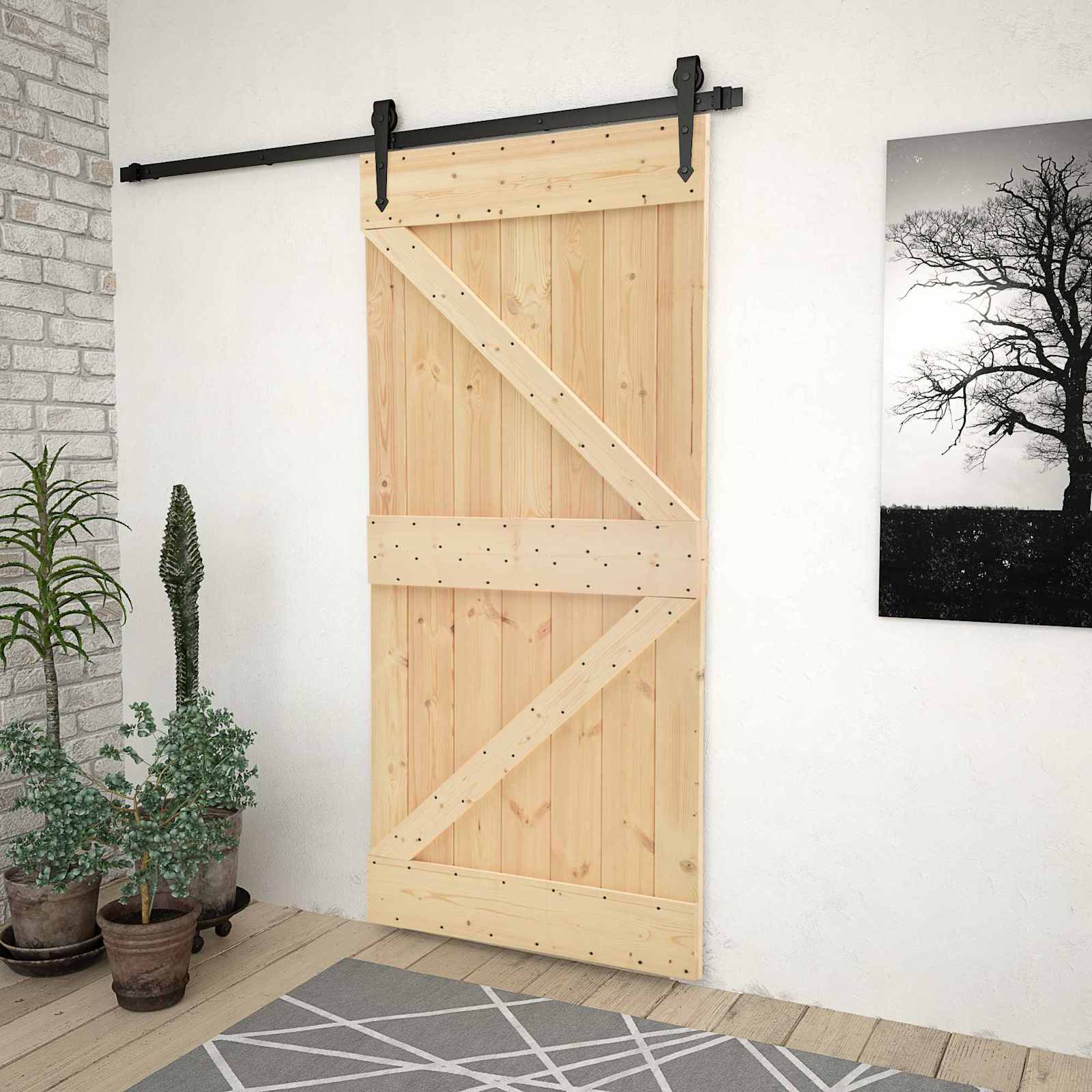 Vrata NARVIK Prirodna 90 x 210 cm Čvrsta borovina