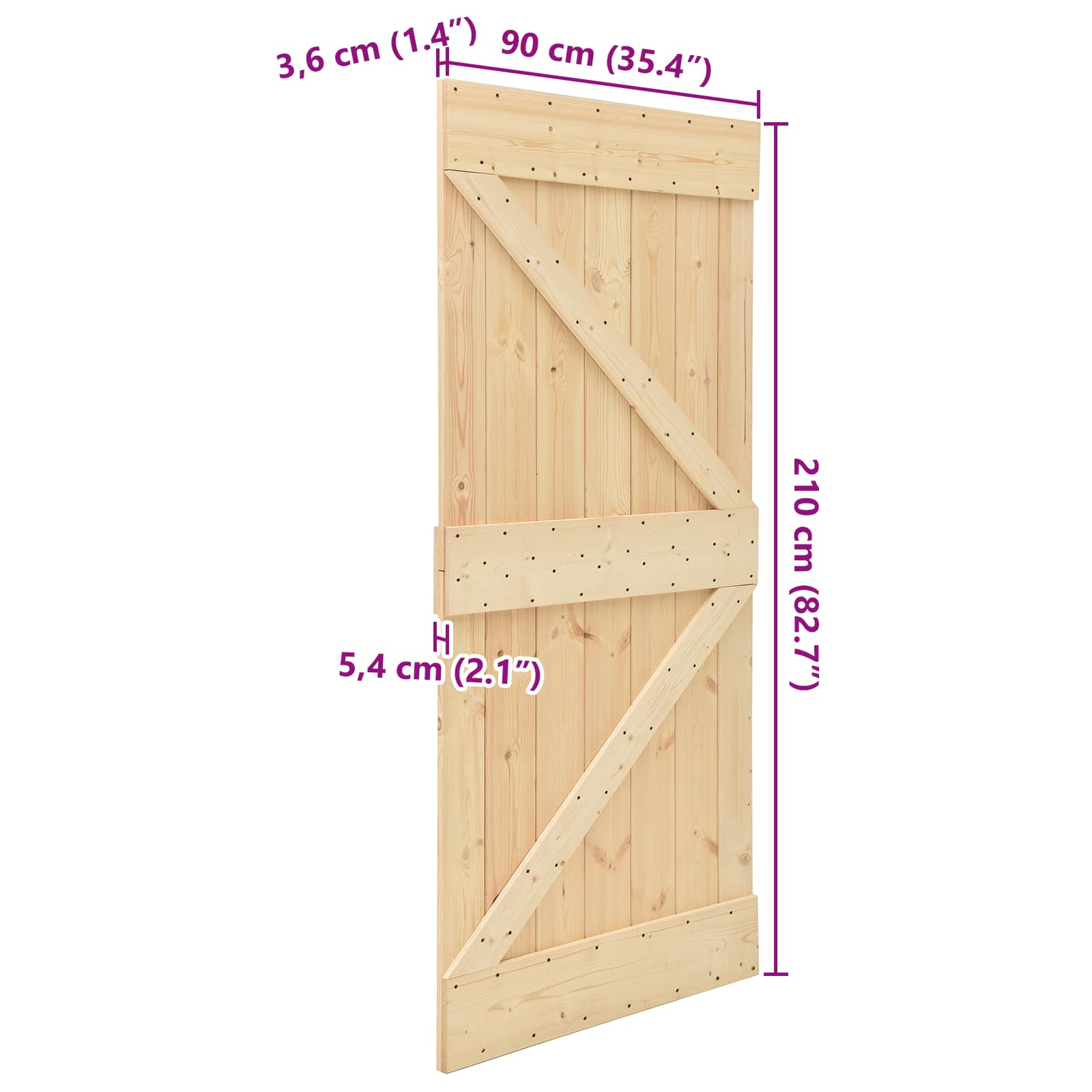Vrata NARVIK Prirodna 90 x 210 cm Čvrsta borovina