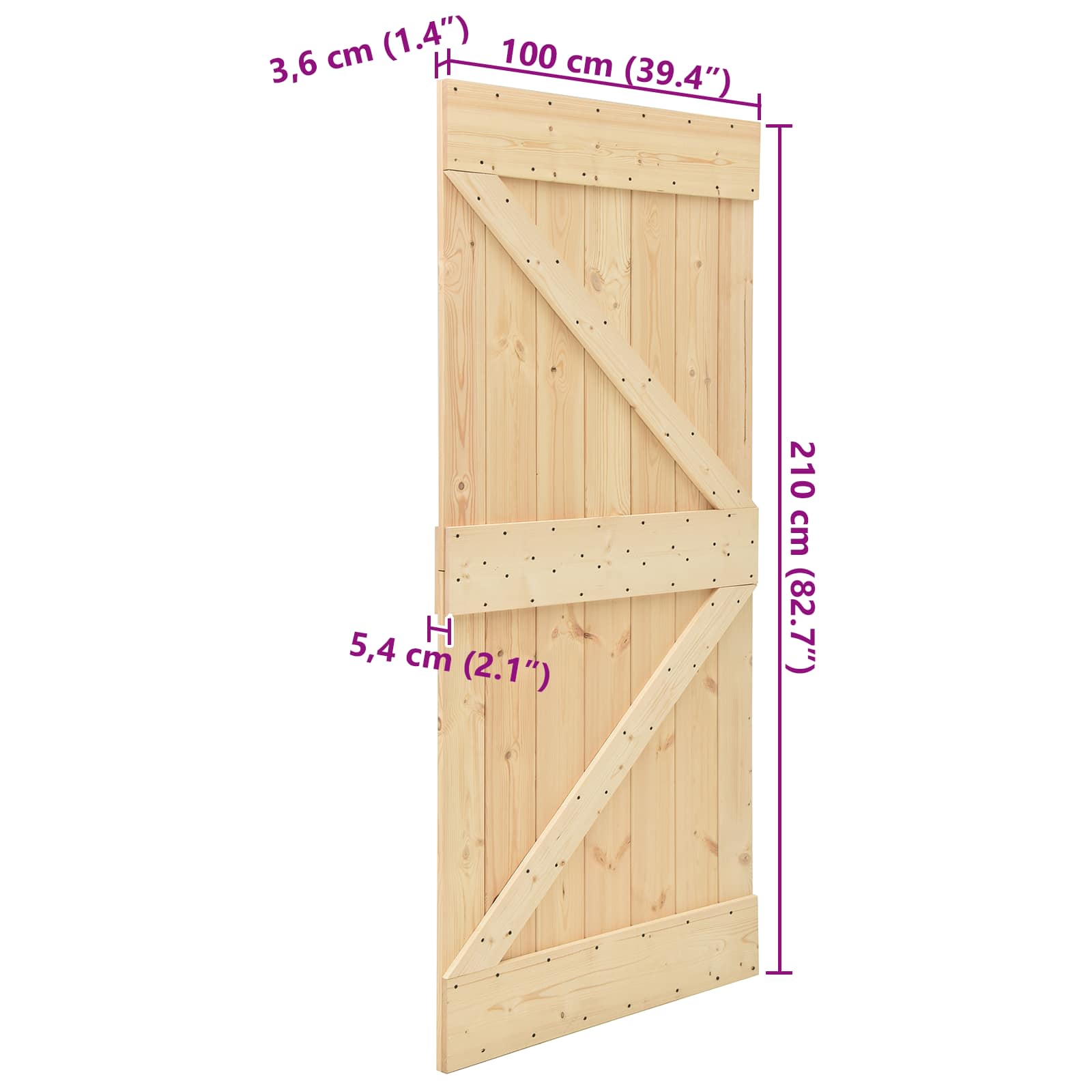 Vrata NARVIK Prirodna 100 x 210 cm Čvrsta borovina