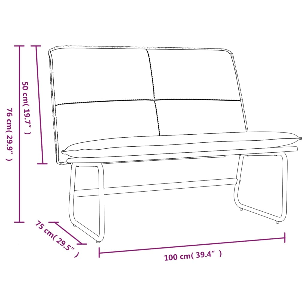 Klupa siva 100 x 75 x 76 cm od umjetne kože