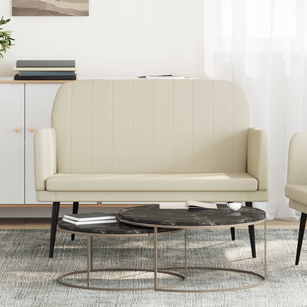 Klupa krem 107 x 80 x 81 cm od umjetne kože