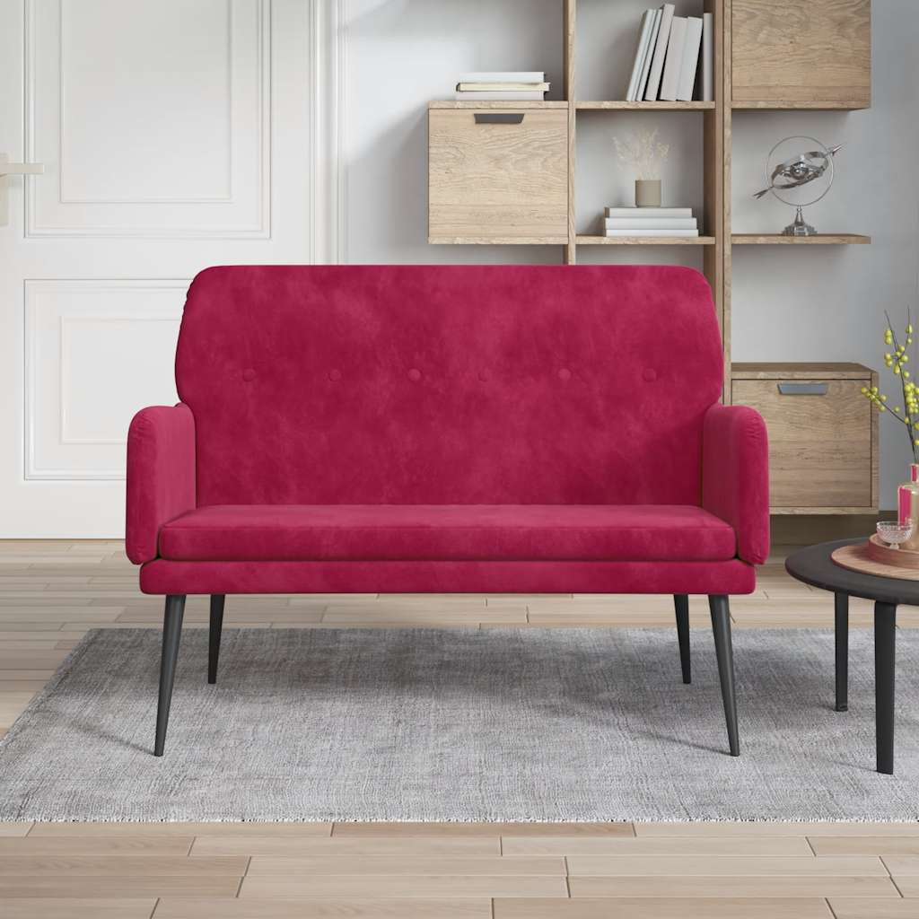 Klupa crvena boja vina 108 x 79 x 79 cm baršunasta