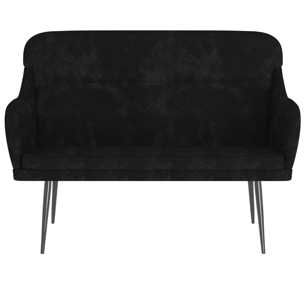 Klupa crna 110 x 76 x 80 cm baršunasta