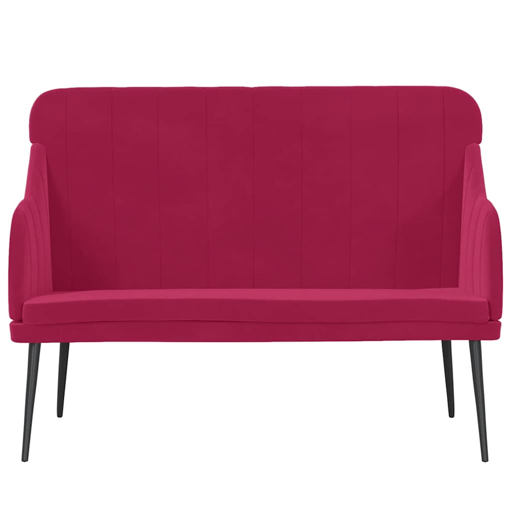 Klupa crvena boja vina 110 x 76 x 80 cm baršunasta
