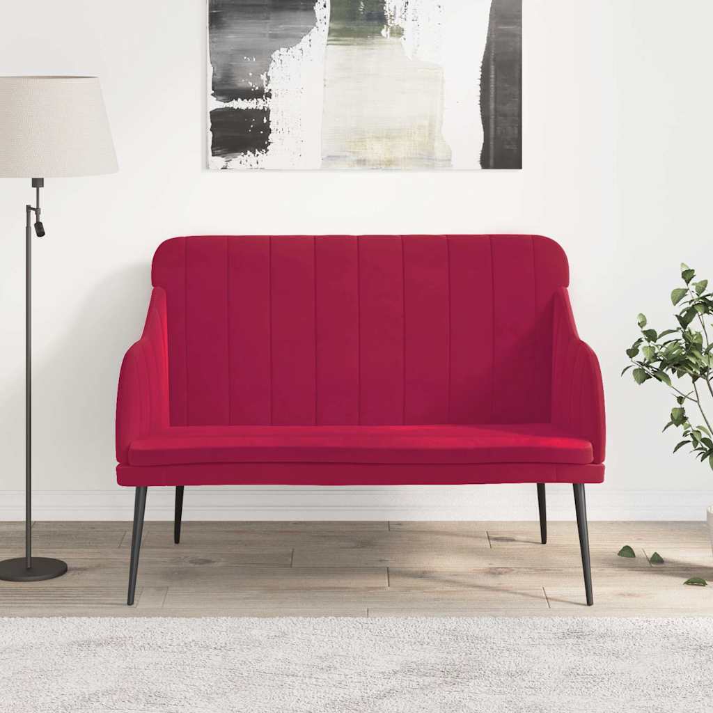 Klupa crvena boja vina 110 x 76 x 80 cm baršunasta