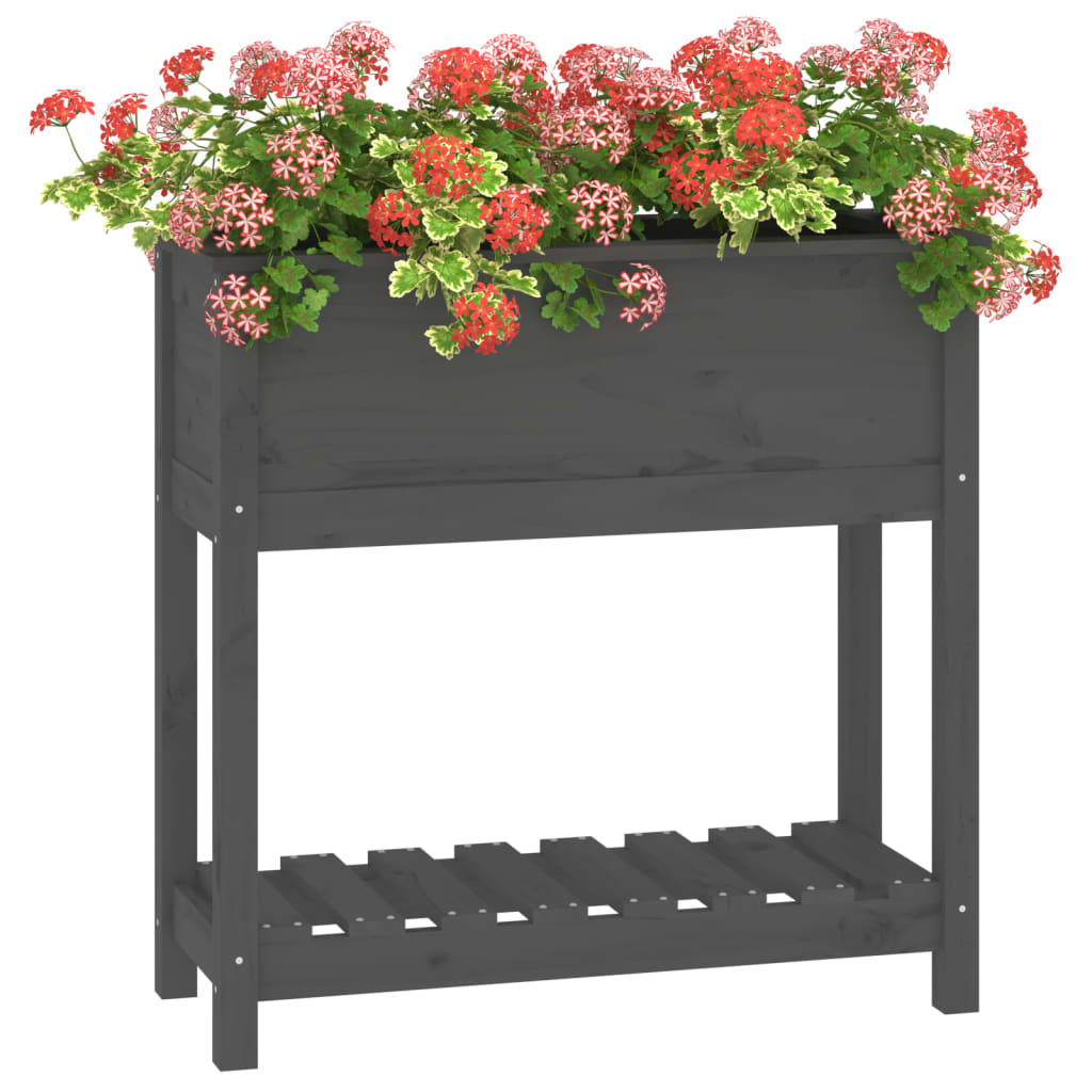 Sadilica s policom siva 82,5x34,5x81 cm od masivne borovine
