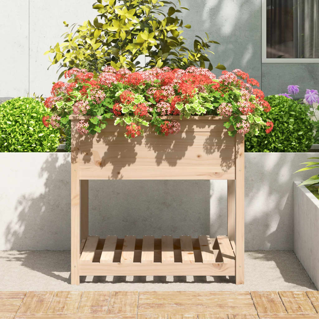 Sadilica s policom 82,5x82,5x81 cm od masivne borovine