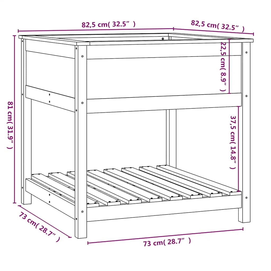 Sadilica s policom bijela 82,5x82,5x81 cm od masivne borovine