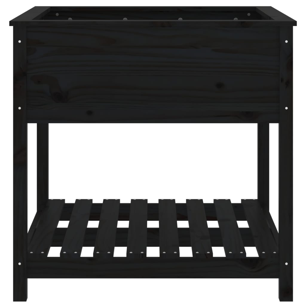 Sadilica s policom crna 82,5x82,5x81 cm od masivne borovine