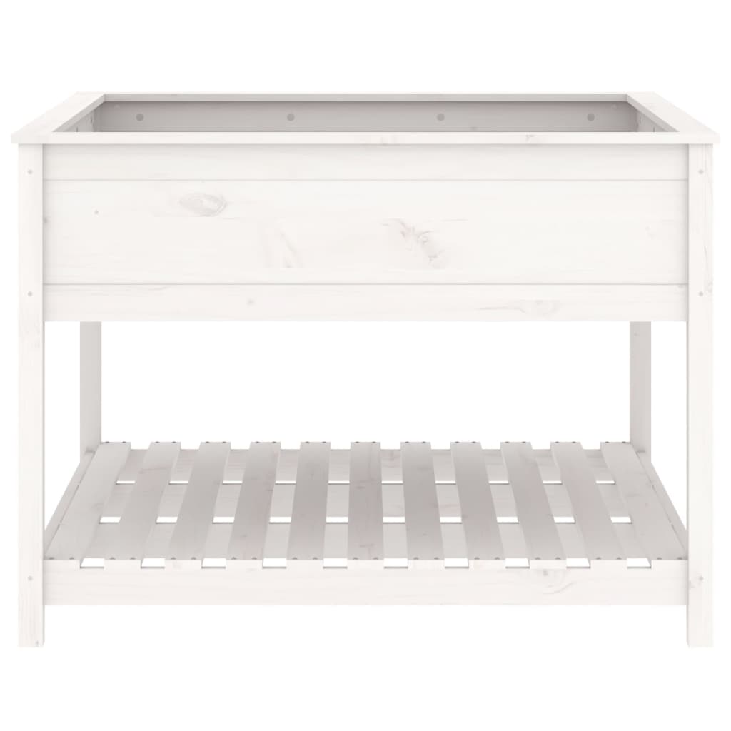 Sadilica s policom bijela 111,5x111,5x81 cm od masivne borovine