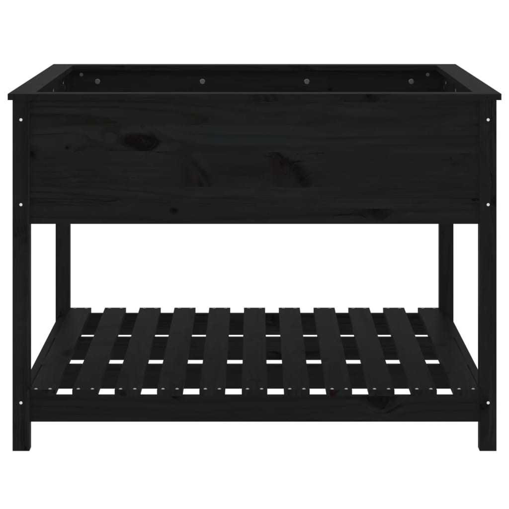 Sadilica s policom crna 111,5x111,5x81 cm od masivne borovine