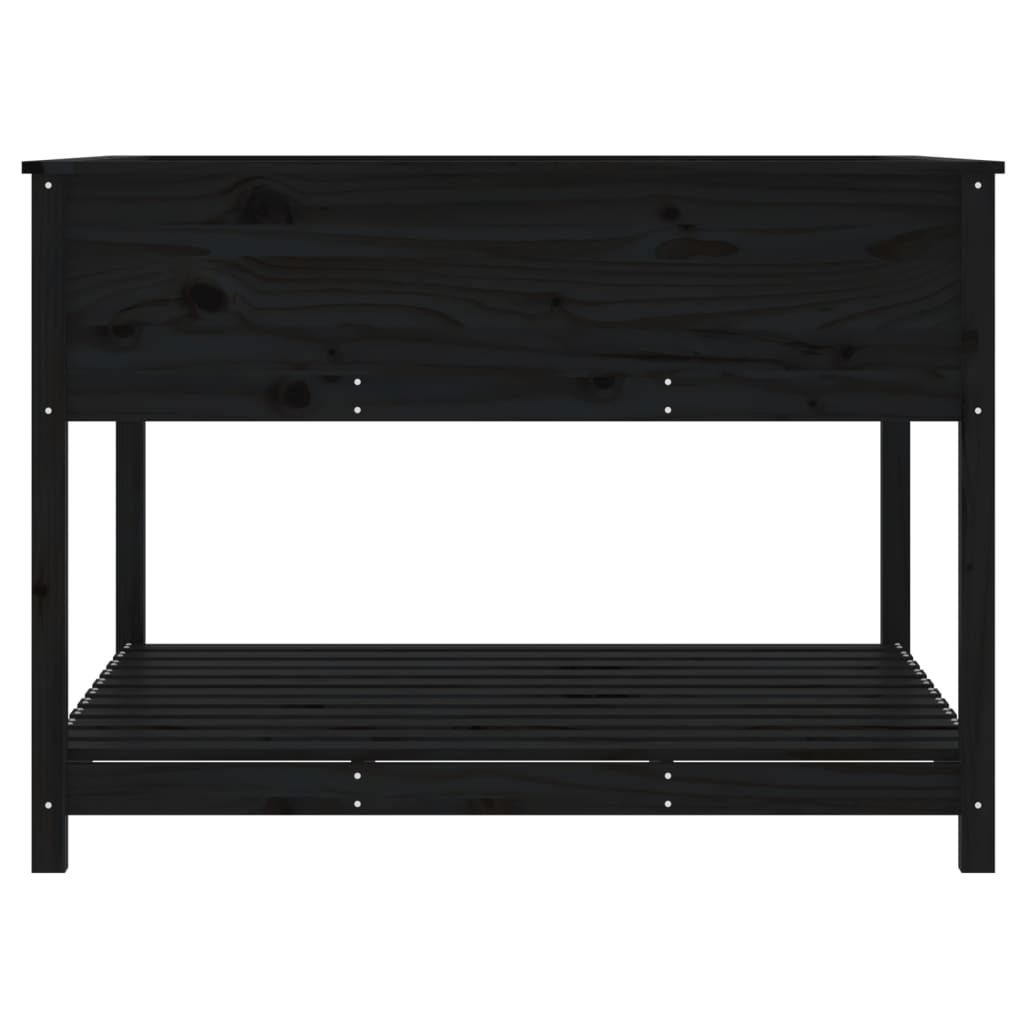 Sadilica s policom crna 111,5x111,5x81 cm od masivne borovine