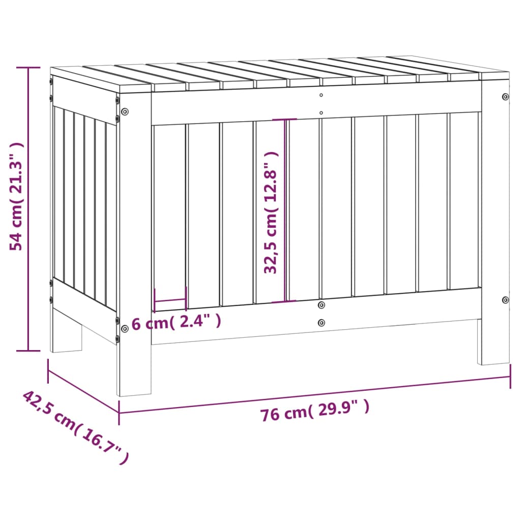 Vrtna kutija za pohranu crna 76x42,5x54 cm od masivne borovine
