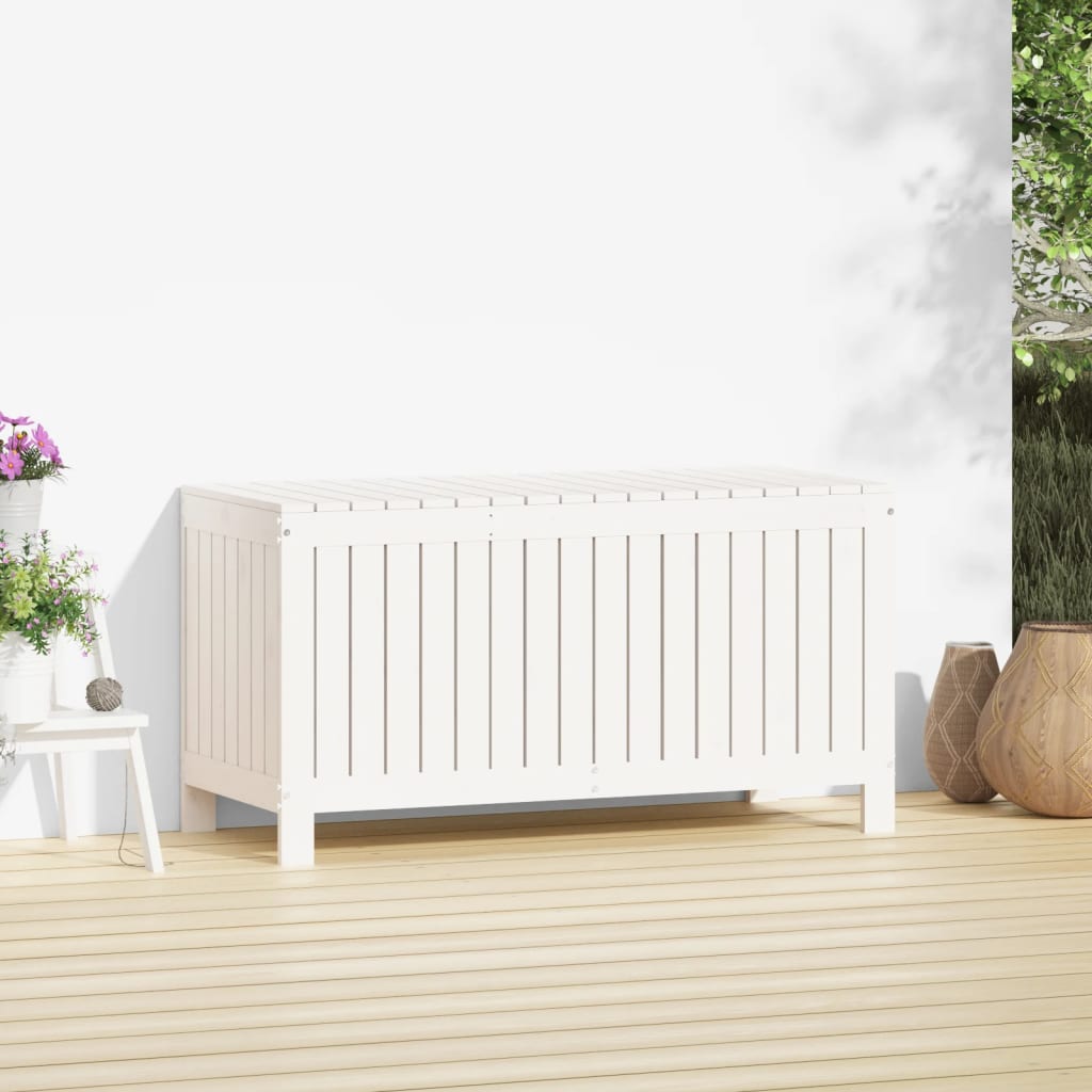 Vrtna kutija za pohranu bijela 115x49x60 cm od masivne borovine