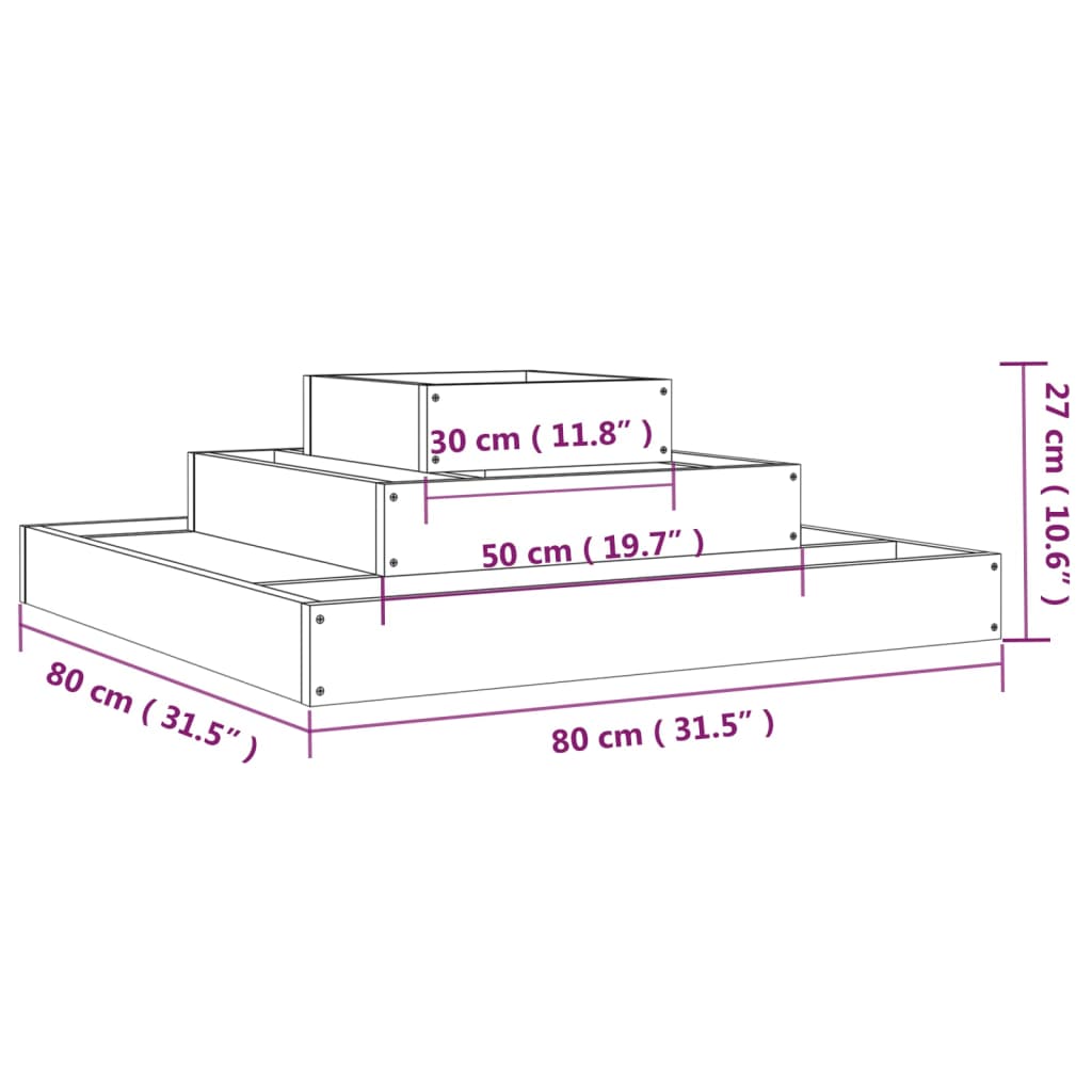 Sadilica crna 80 x 80 x 27 cm od masivne borovine