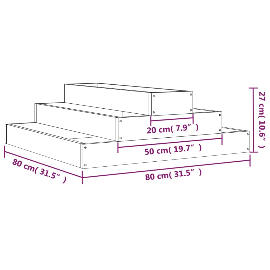 Sadilica crna 80 x 80 x 27 cm od masivne borovine