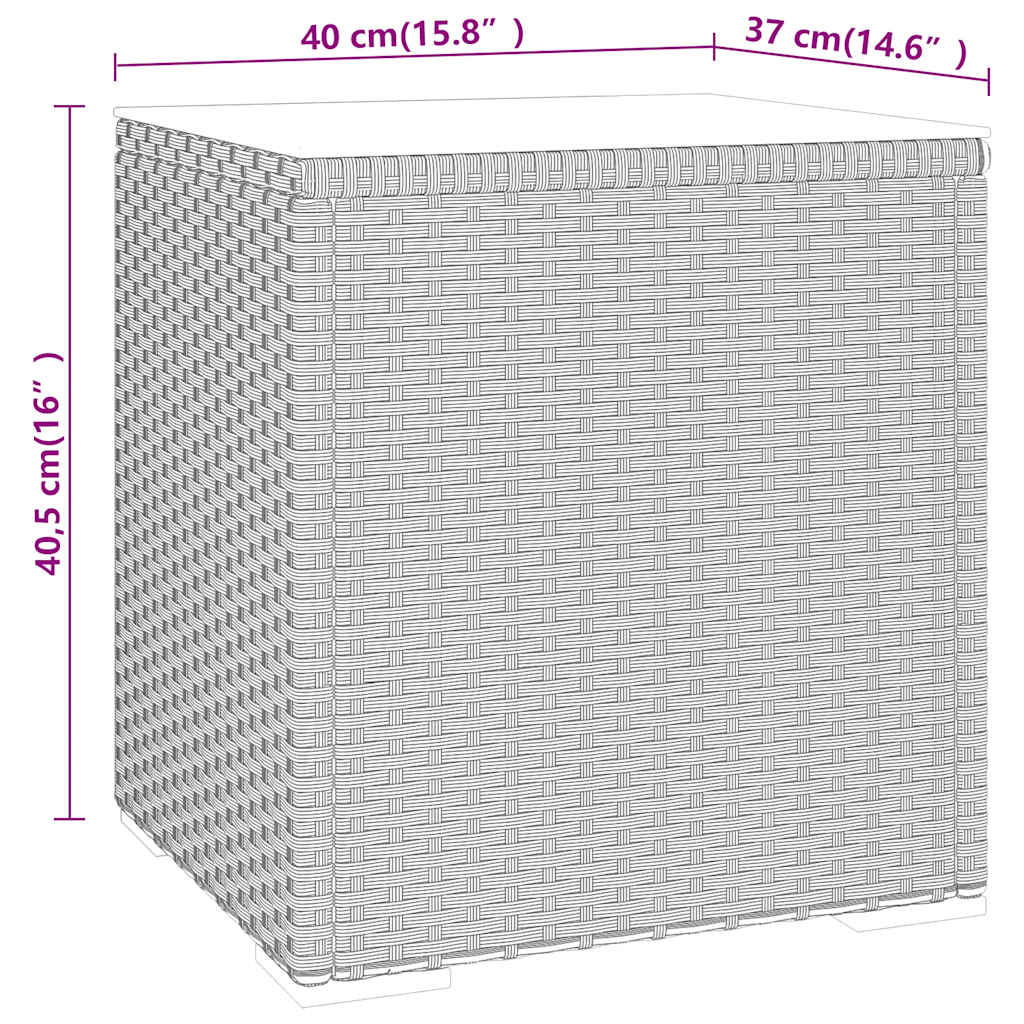 Bočni stolić crni 40 x 37 x 40,5 cm poliratan i kaljeno staklo
