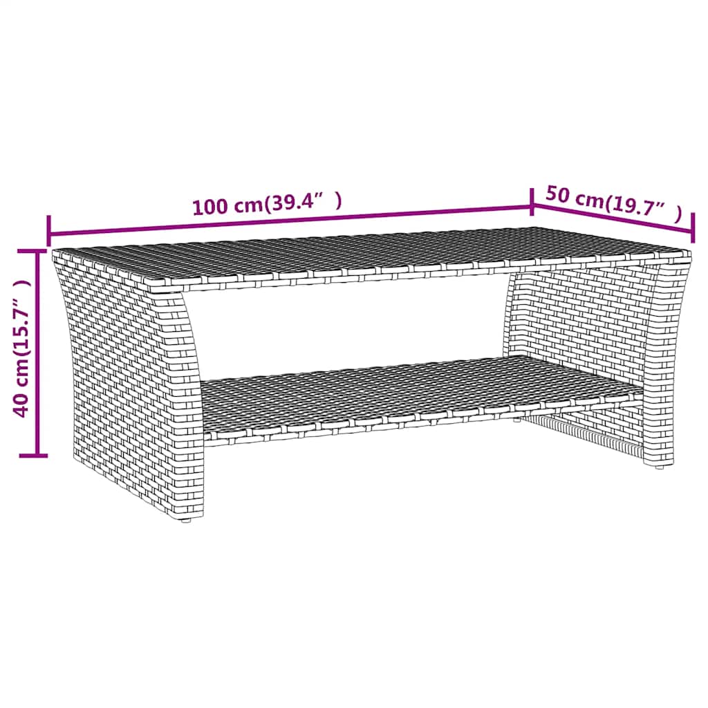 Stolić za kavu crni 100 x 50 x 40 cm od poliratana