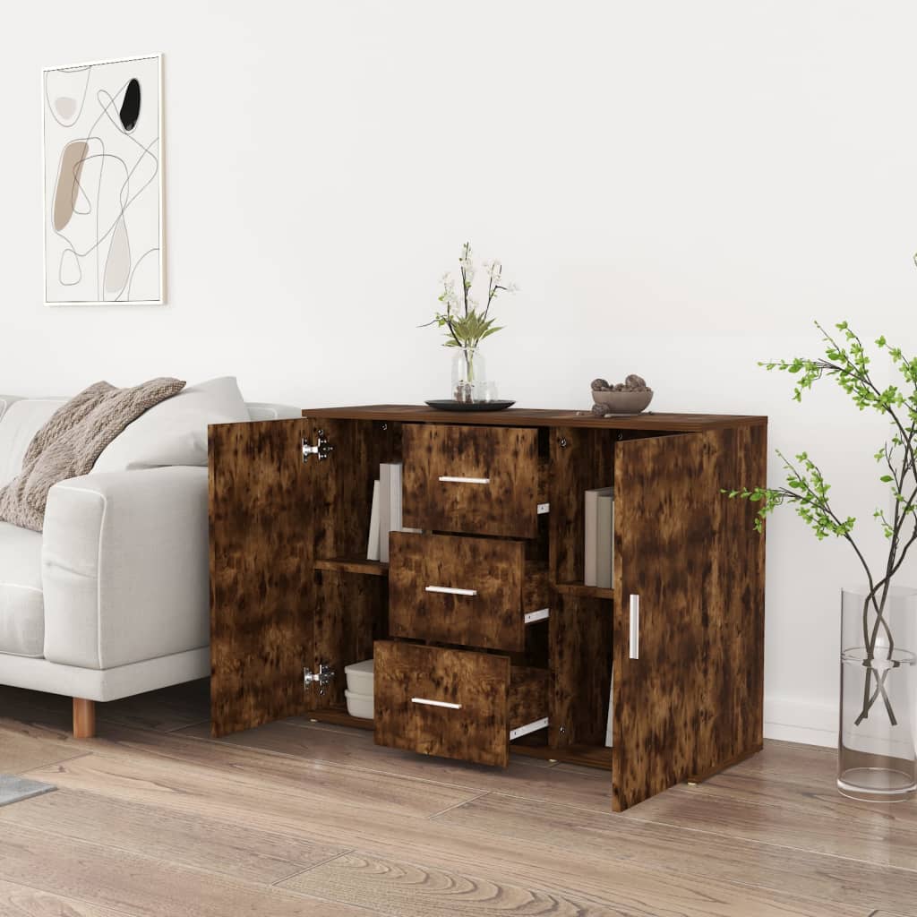 Komoda boja dimljenog hrasta 91x29,5x65 cm konstruirano drvo