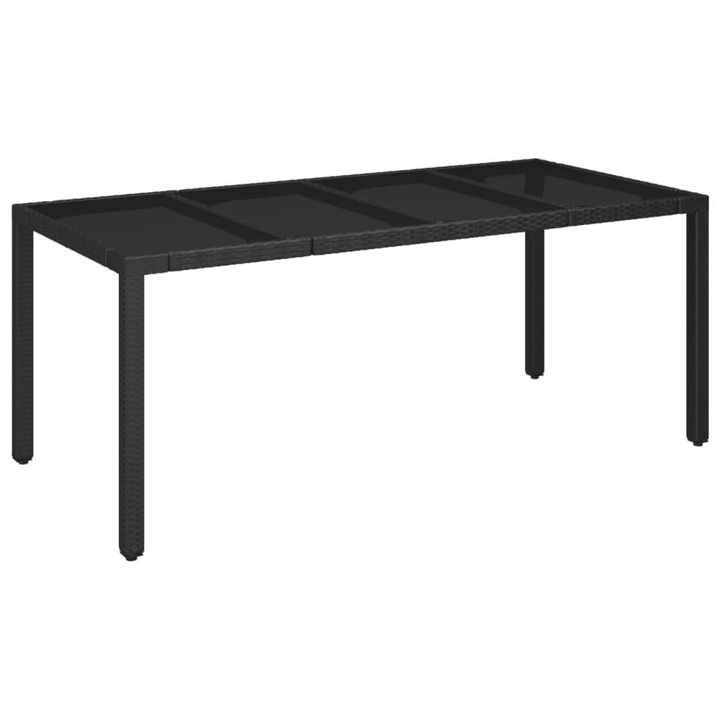 Vrtni stol sa staklenom pločom crni 190x90x75 cm od poliratana