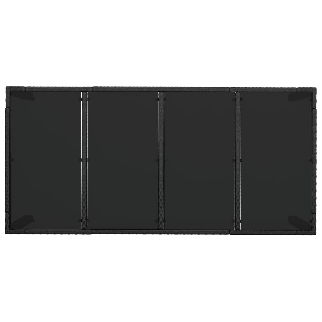 Vrtni stol sa staklenom pločom crni 190x90x75 cm od poliratana