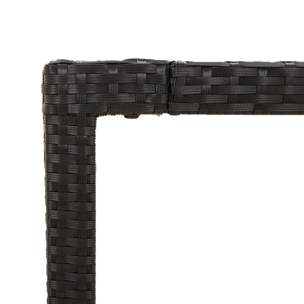 Vrtni stol sa staklenom pločom crni 190x90x75 cm od poliratana