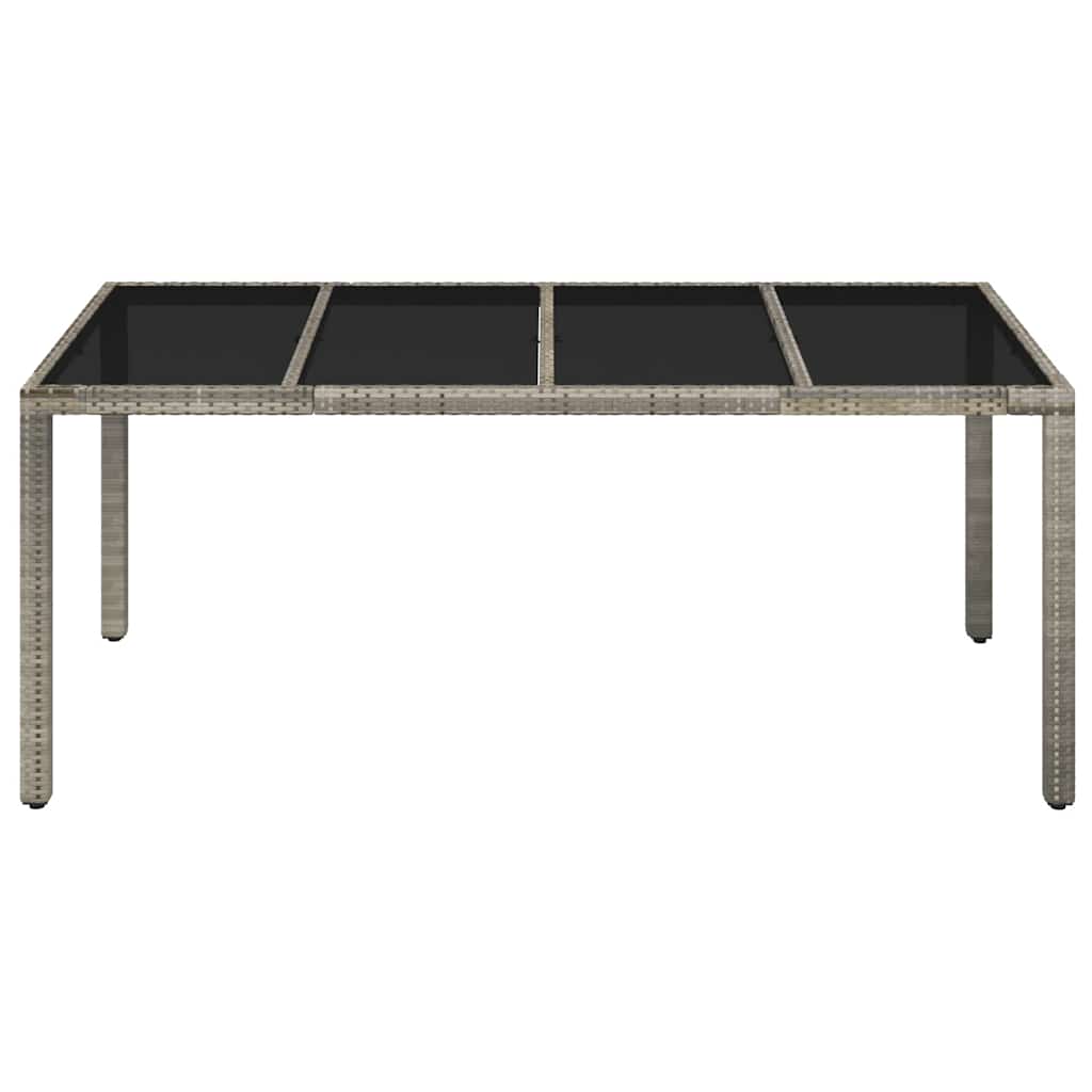 Vrtni stol sa staklenom pločom sivi 190x90x75 cm od poliratana
