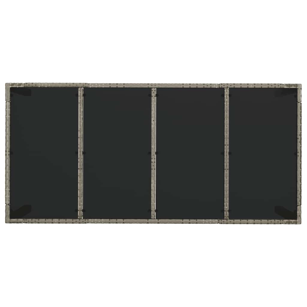 Vrtni stol sa staklenom pločom sivi 190x90x75 cm od poliratana