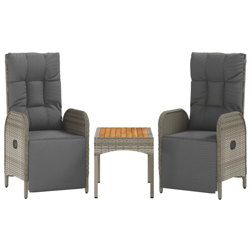 Vrtni naslonjači 2 kom sa stolićem sivi od poliratana