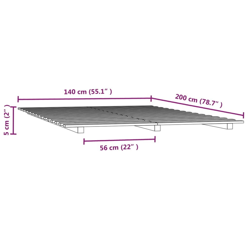 Okvir za krevet 140x200 cm od masivne borovine