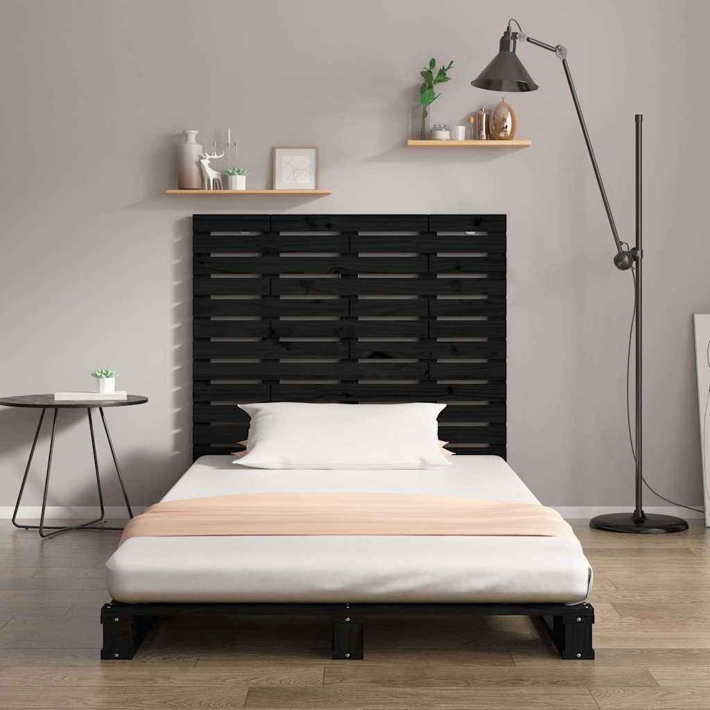 Zidno uzglavlje crni 81x3x91,5 cm od masivne borovine