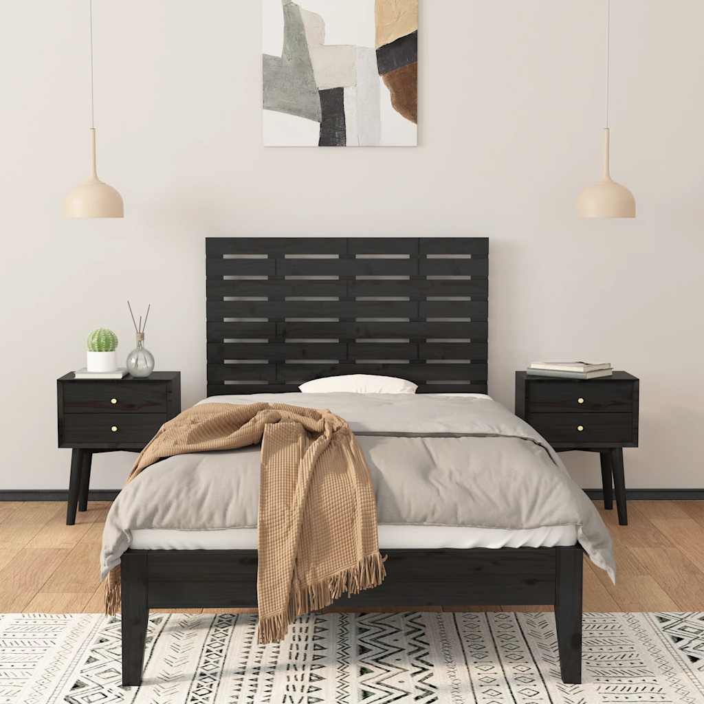 Zidno uzglavlje crni 96 x 3 x 63 cm od masivne borovine