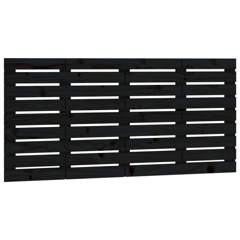 Zidno uzglavlje crni 126x3x63 cm od masivne borovine