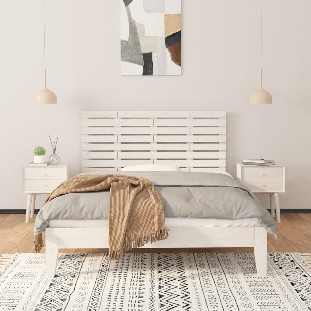 Zidno uzglavlje bijelo 146x3x63 cm od masivne borovine
