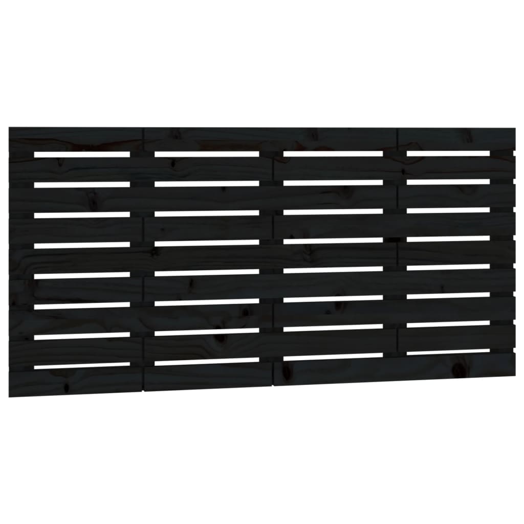 Zidno uzglavlje crni 146x3x63 cm od masivne borovine