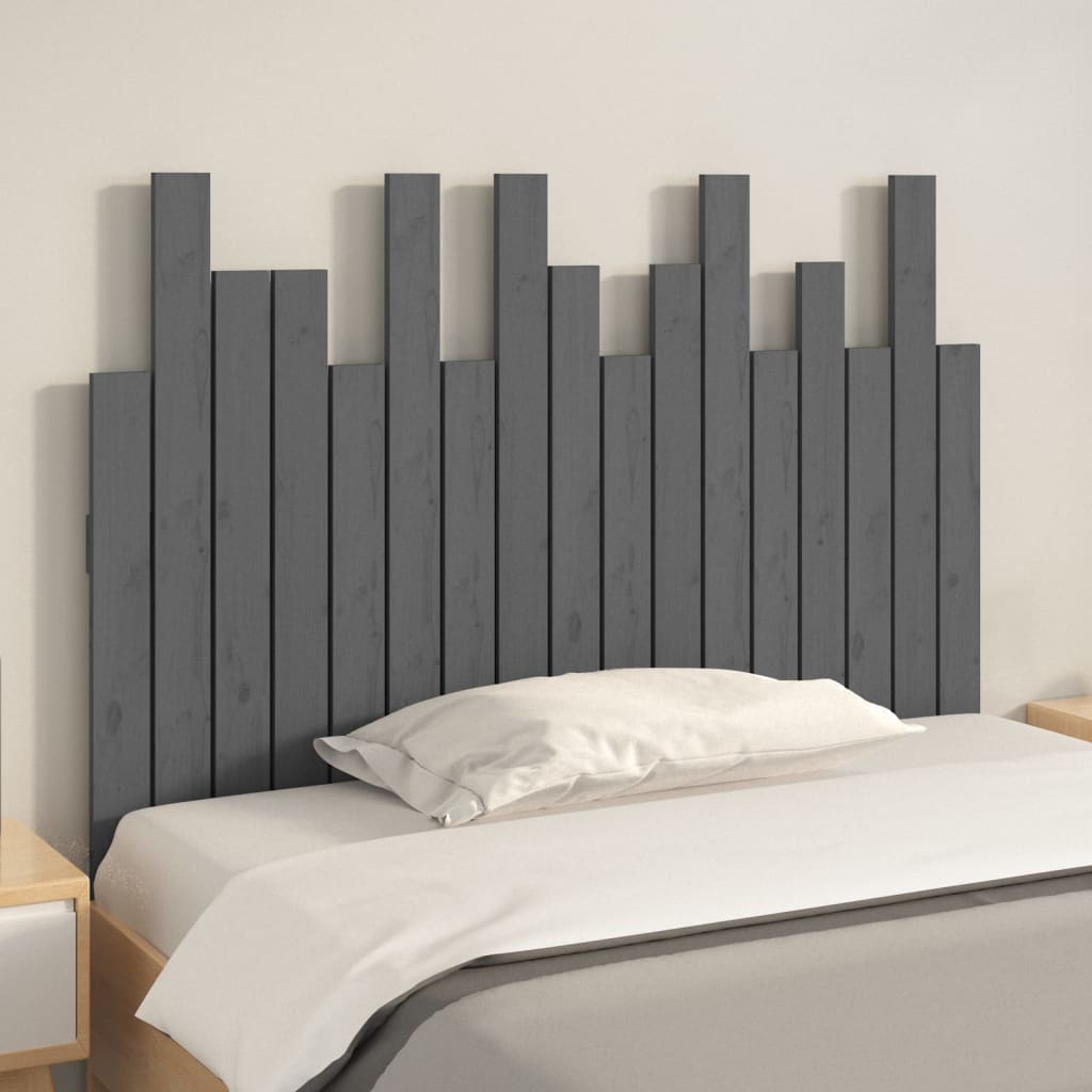Zidno uzglavlje sivo 108x3x80 cm od masivne borovine