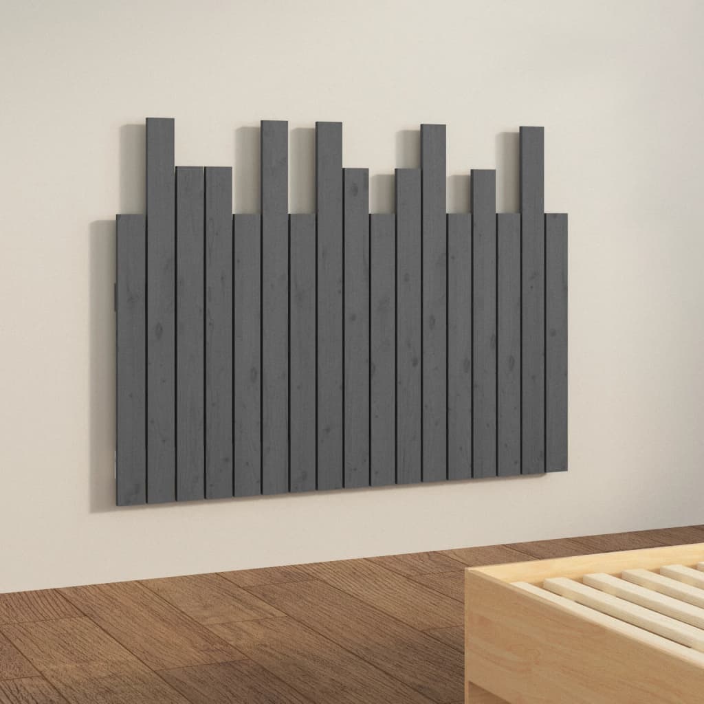 Zidno uzglavlje sivo 108x3x80 cm od masivne borovine