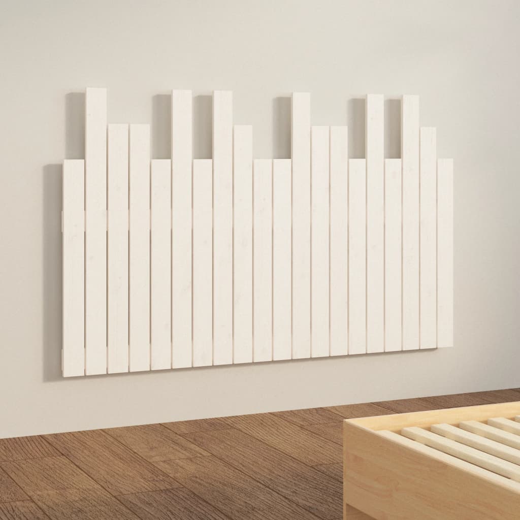 Zidno uzglavlje bijelo 127,5x3x80 cm od masivne borovine