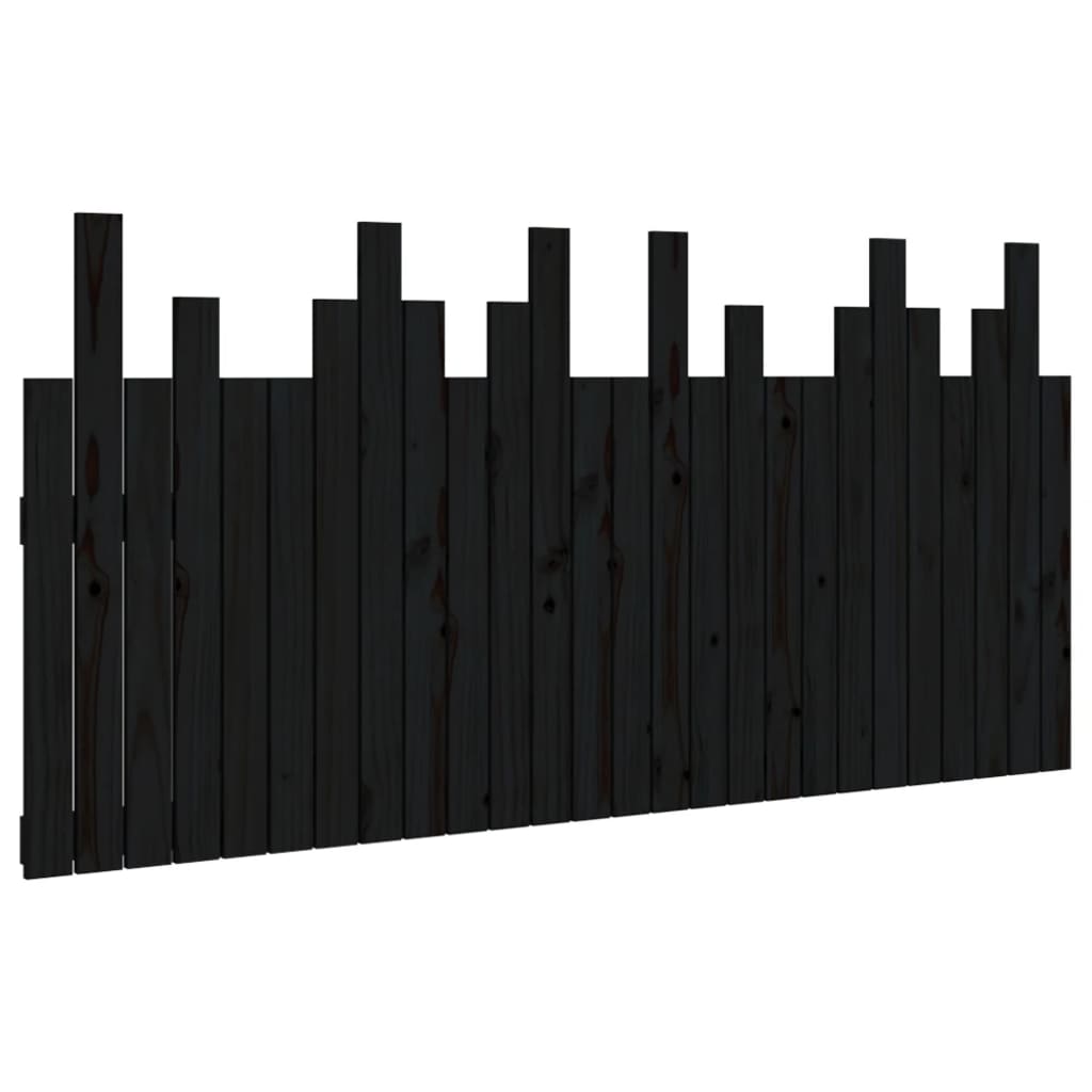 Zidno uzglavlje crni 166x3x80 cm od masivne borovine