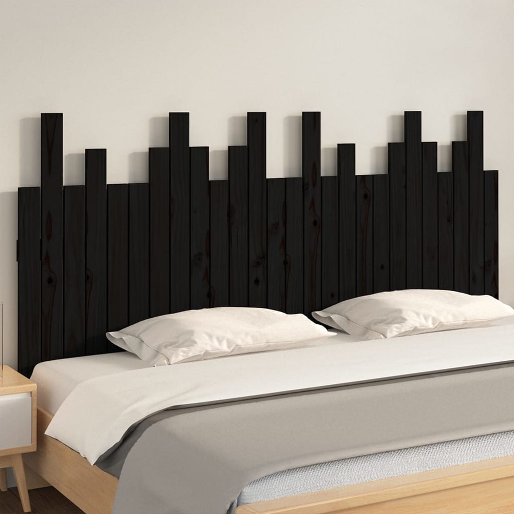Zidno uzglavlje crni 166x3x80 cm od masivne borovine
