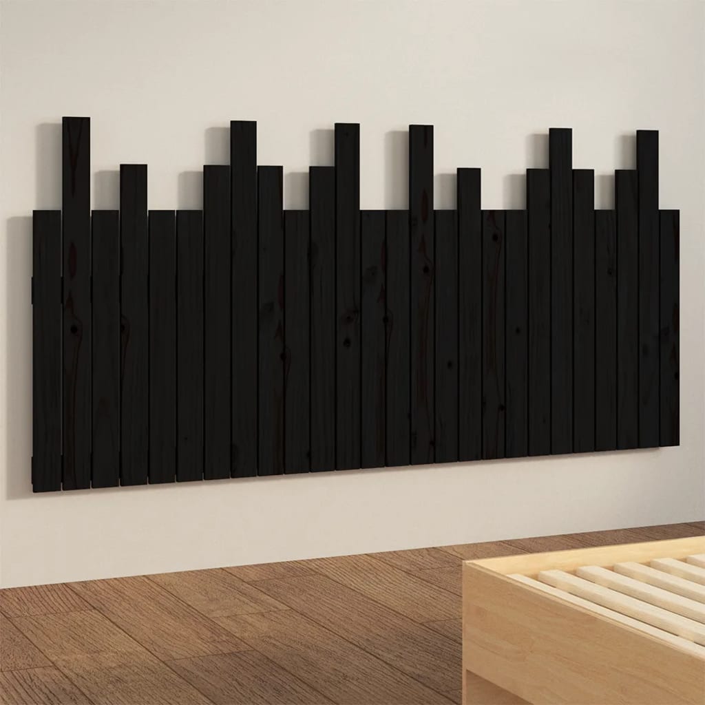 Zidno uzglavlje crni 166x3x80 cm od masivne borovine